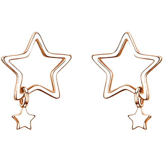 Rose Gold Plated Silver Star Stud Earrings for Women