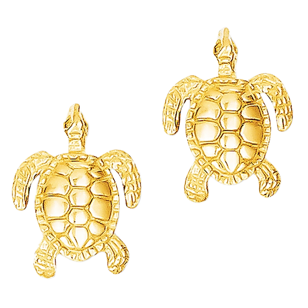 Gold Plated Silver Turtle Stud Earrings for Women