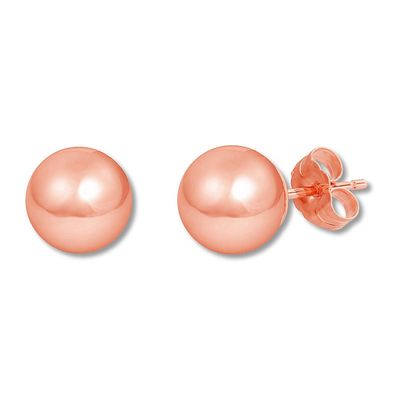 Rose Gold Plated Silver Ball Stud Earrings for Women