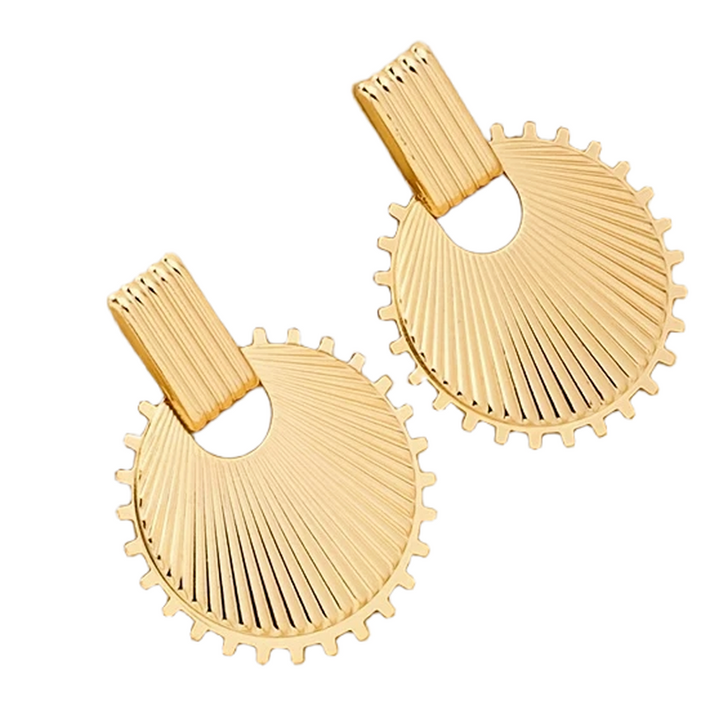 Gold Plated Silver Round Stud Earrings for Women
