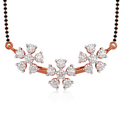 Moissanite Rose Gold Plated Silver Floral Pendant