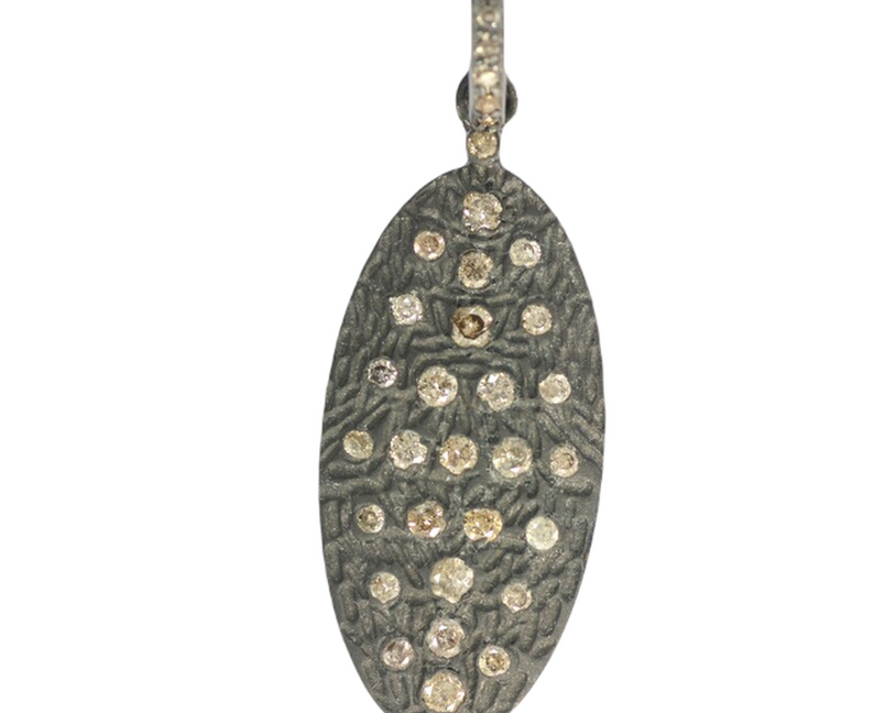 Moissanite Black Rhodium Plated Silver Oval Pendant