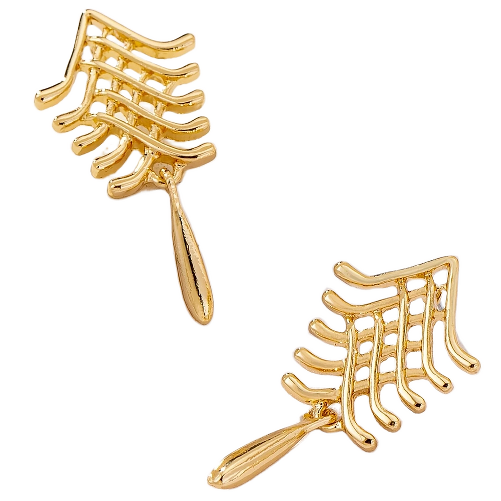 Gold Plated Silver Long Drop Stud Earrings for Women