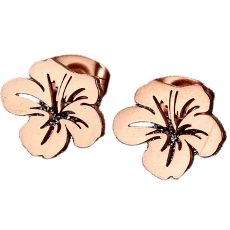 Rose Gold Plated Silver Flower Stud Earrings for Women