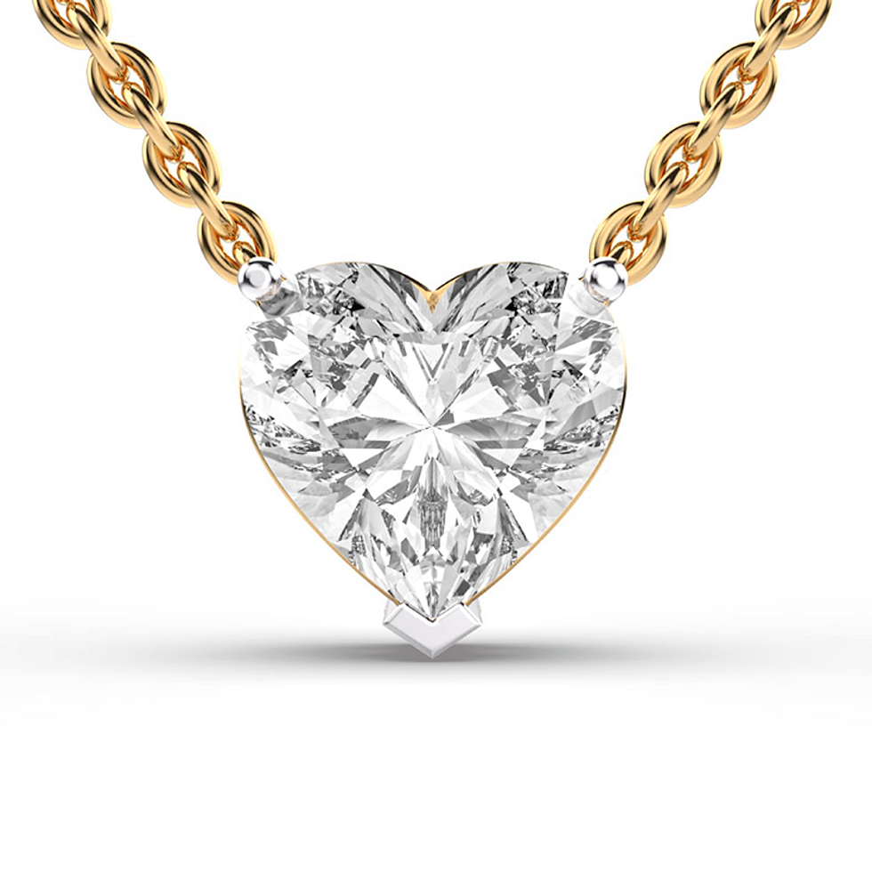 Moissanite Gold Plated Silver Classic Heart Solitaire Pendant