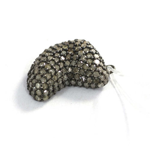 Moissanite Black Rhodium Plated Silver Peanut Pendant