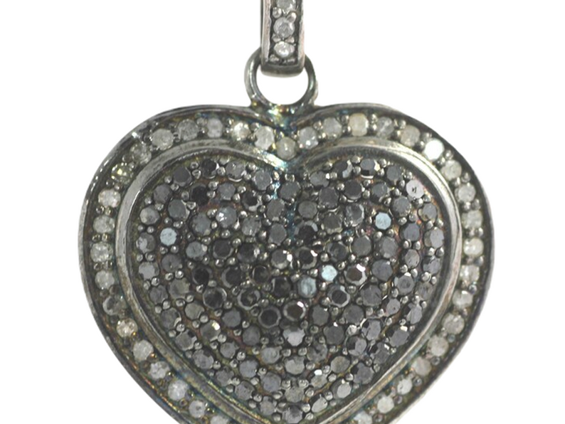 Moissanite Black Rhodium Plated Silver Heart Pendant