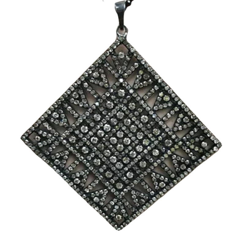 Moissanite Black Rhodium Plated Silver Rhombus Pendant