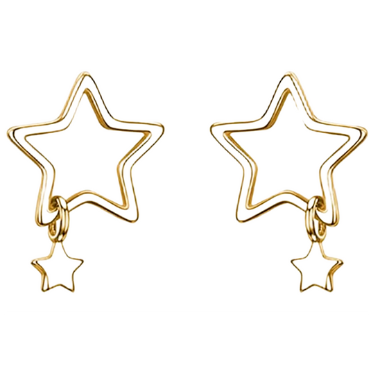 Gold Plated Silver Star Stud Earrings for Women