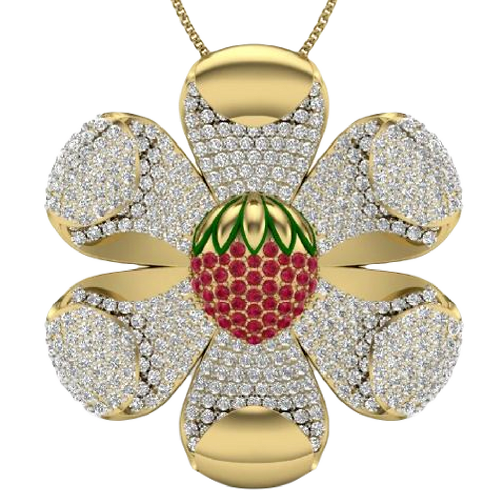 Multi Gemstone Gold Plated Silver Swirling Mesh Pendant