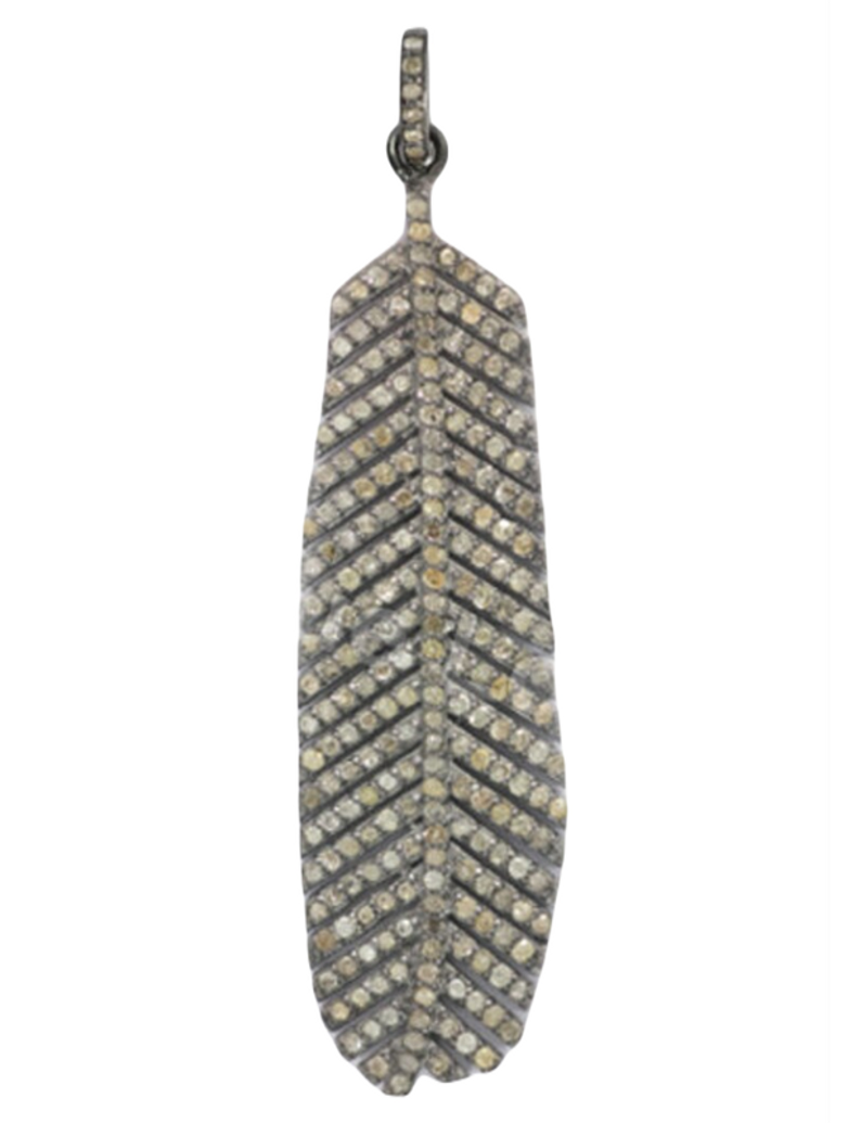 Moissanite Black Rhodium Plated Silver Leaf Pendant