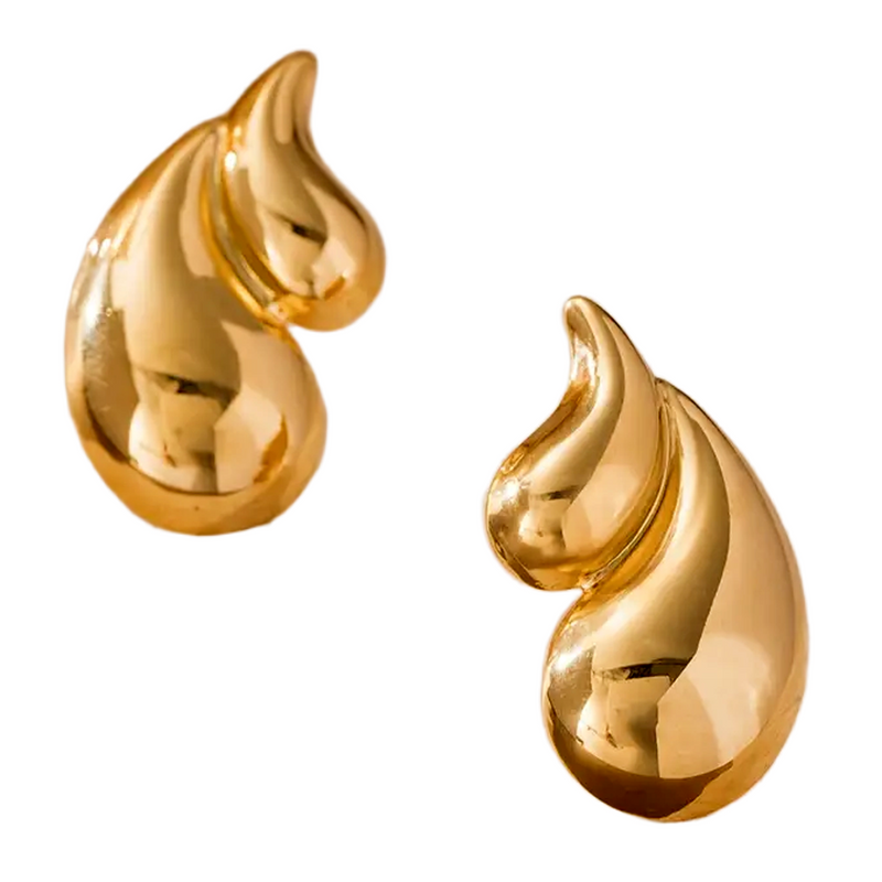 Gold Plated Silver Water Drop Stud Earrings for Women