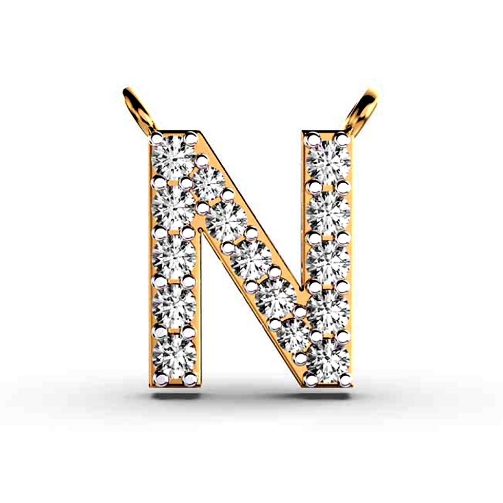 Moissanite Gold Plated Silver Neutral �N� Pendant