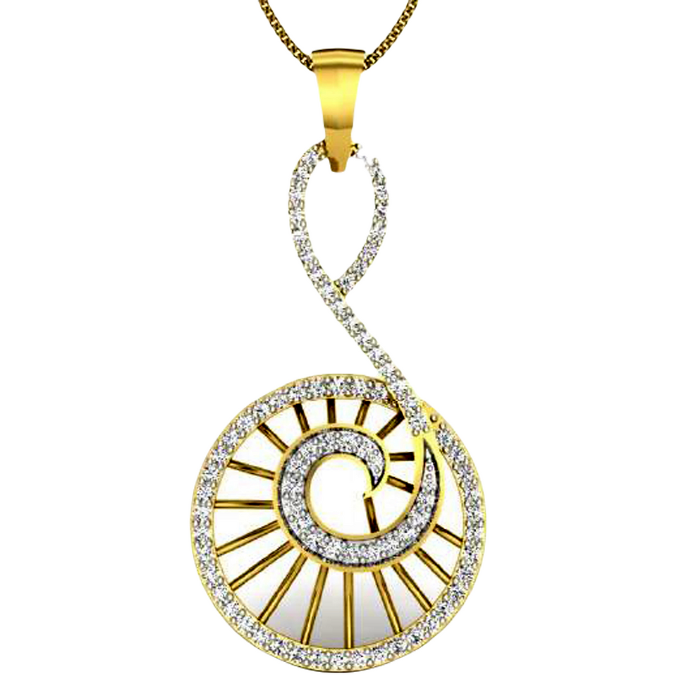 Moissanite Gold Plated Silver Geometric Art Deco Pendant
