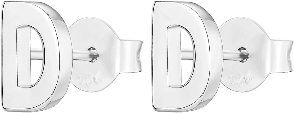 Sterling Silver D Stud Earrings for Women