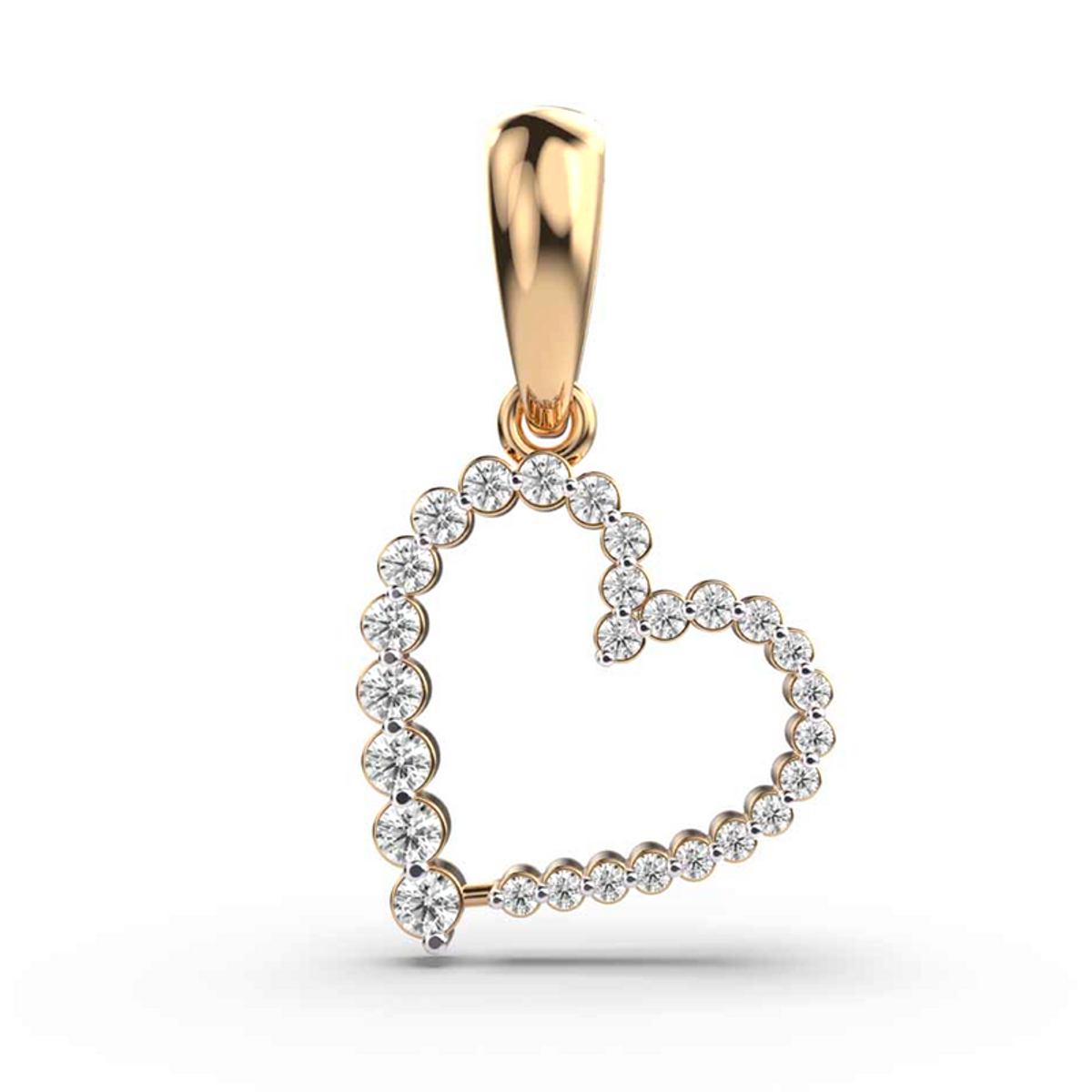 Moissanite Gold Plated Silver Hanging Heart Pendant