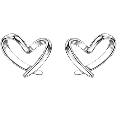 Sterling Silver Heart Stud Earrings for Women