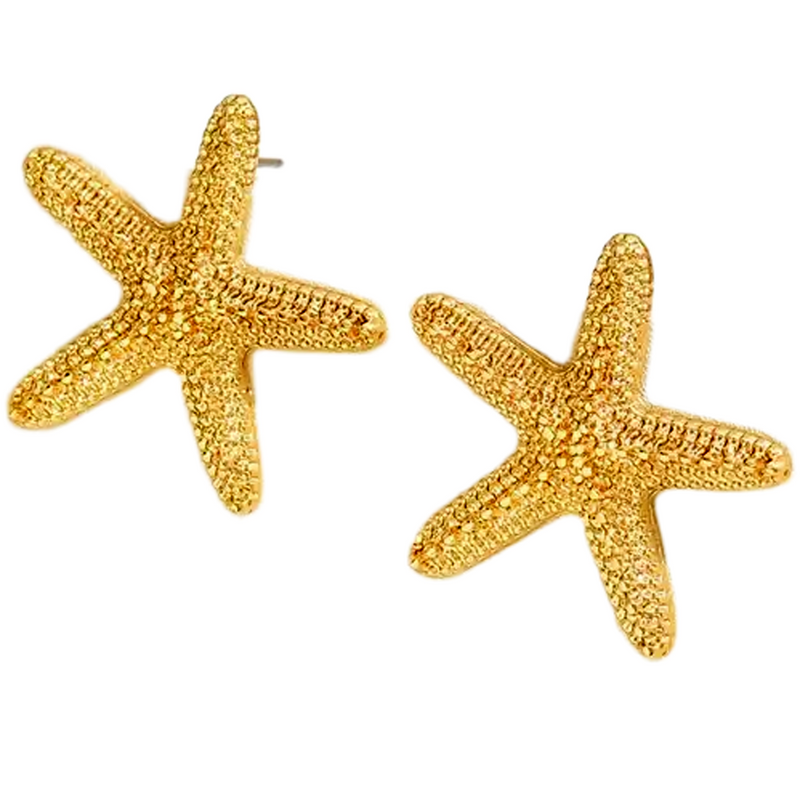 Gold Plated Silver Starfish Stud Earrings for Women