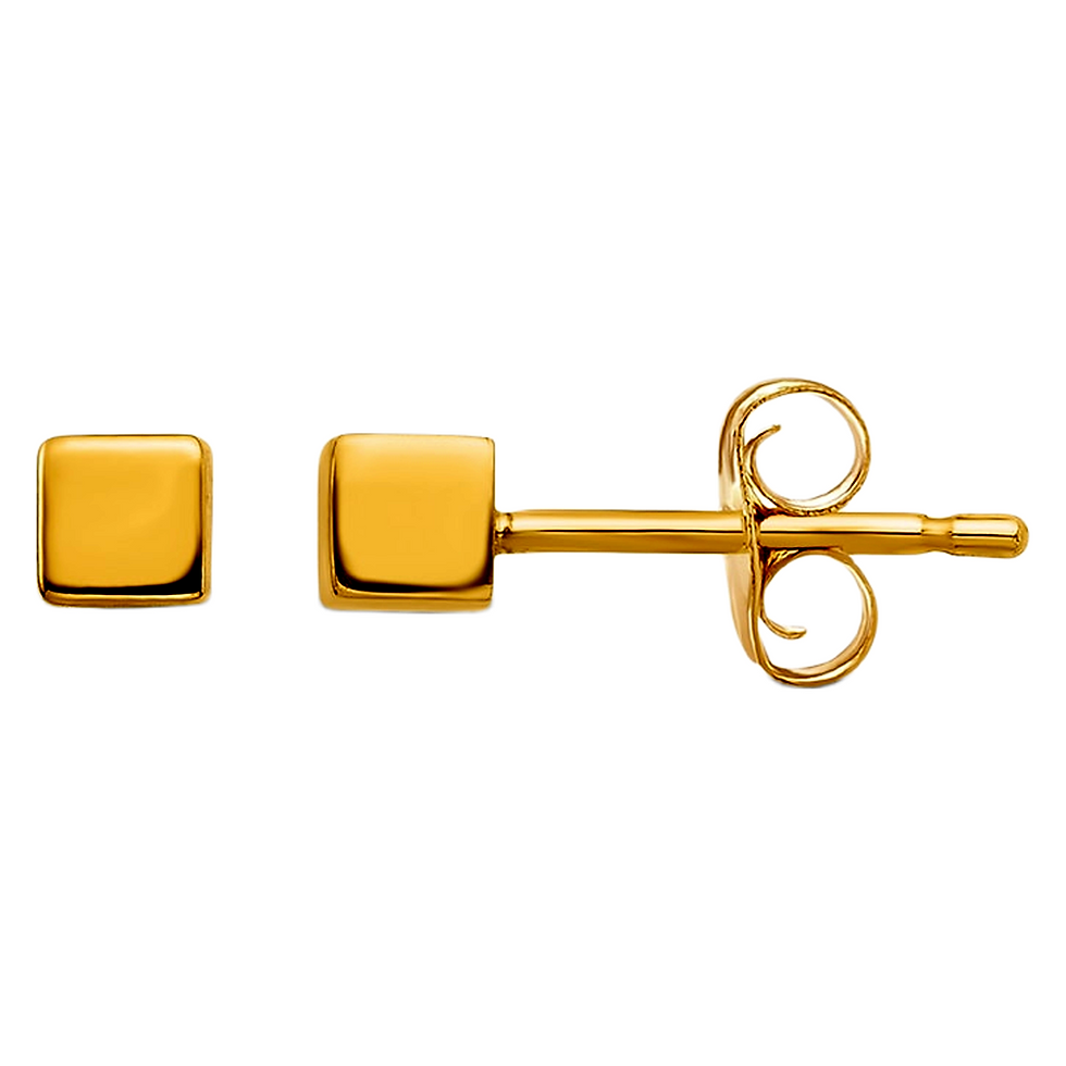 Gold Plated Silver Square Stud Earrings for Women