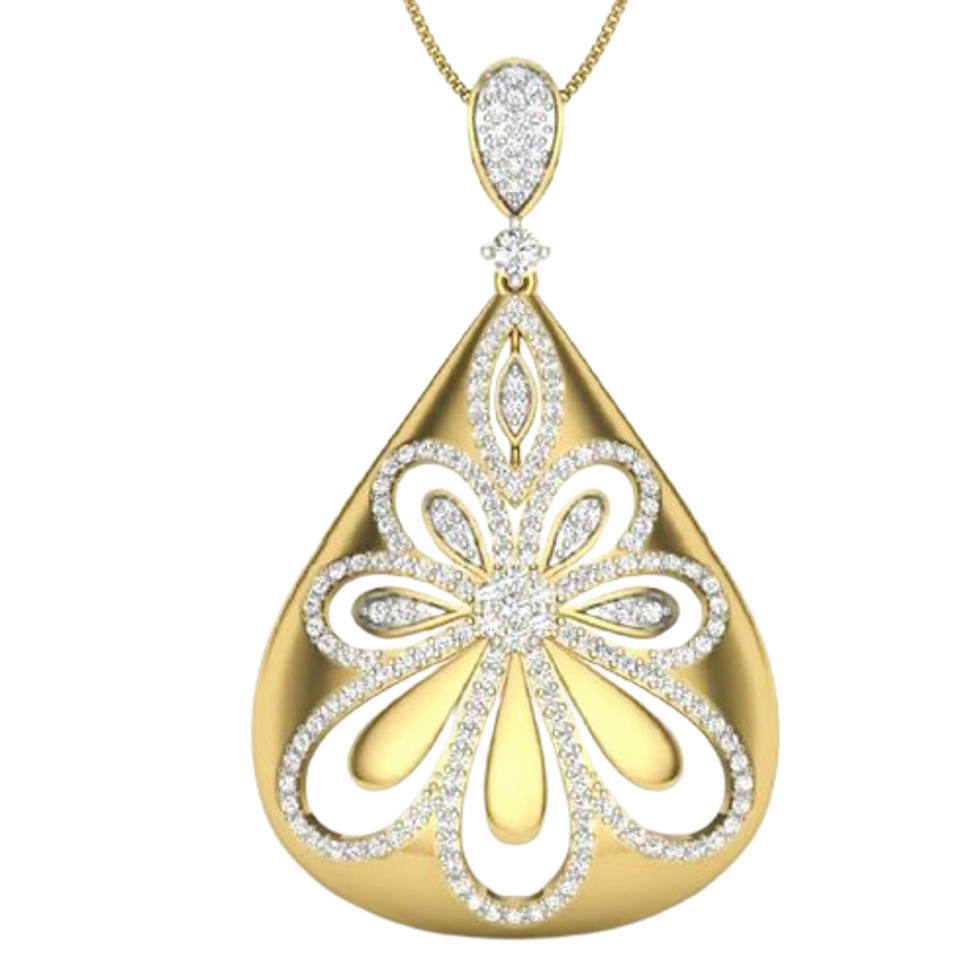 Moissanite Gold Plated Silver Fancy Geometric Pendant