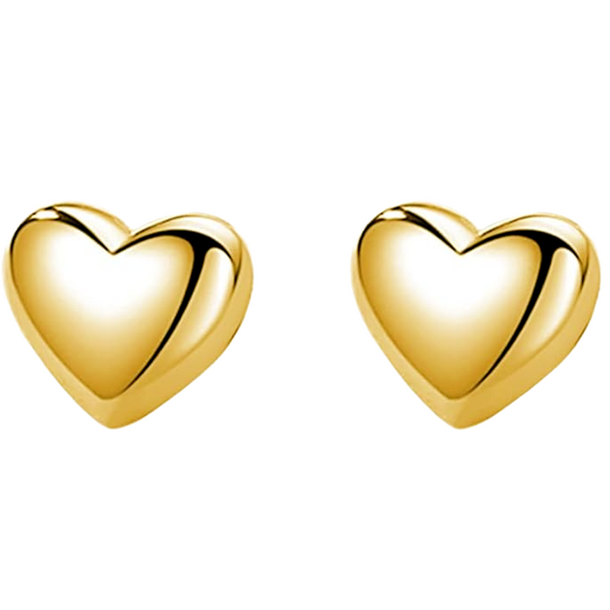 Gold Plated Silver Heart Stud Earrings for Women