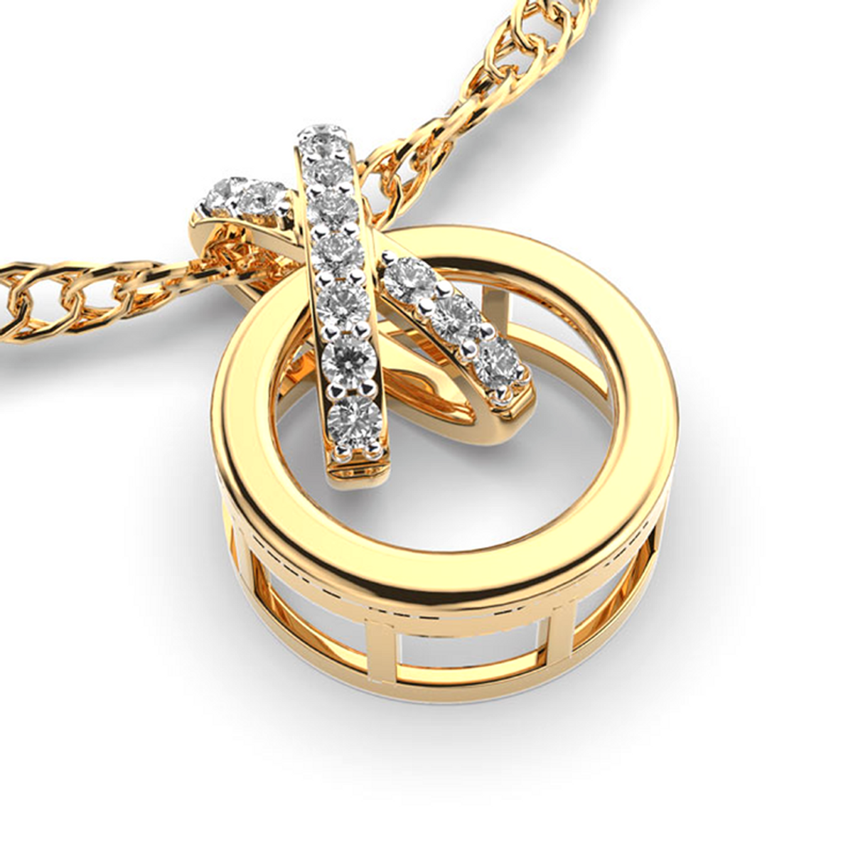 Moissanite Gold Plated Silver Unbreakable Knot Pendant
