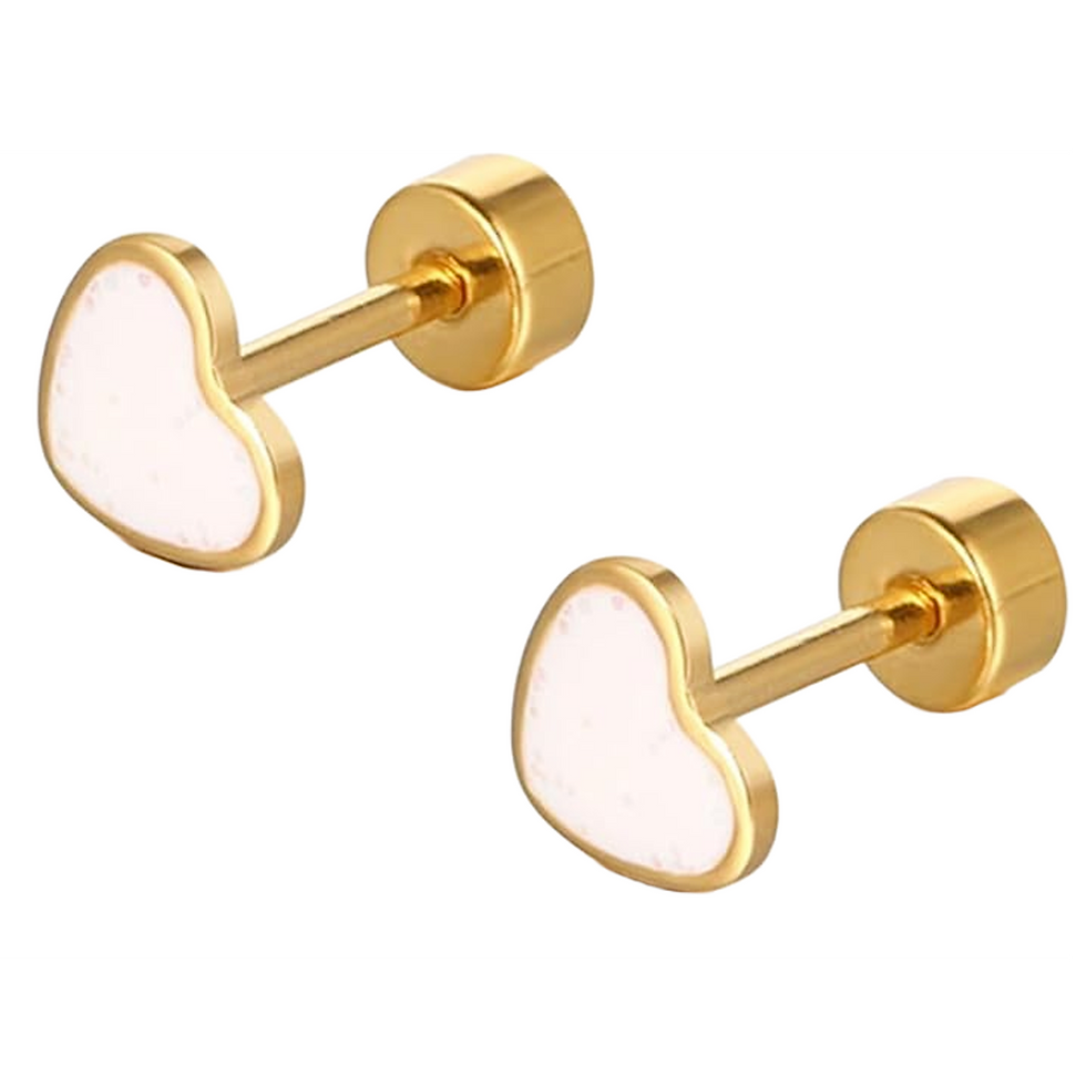 Gold Plated Silver Heart Stud Earrings for Women