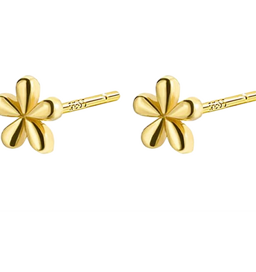 Gold Plated Silver Flower Stud Earrings for Women