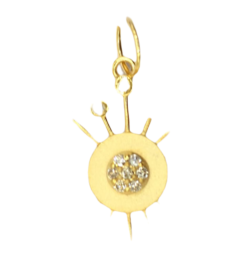 Moissanite Gold Plated Silver Sun Burst Pendant