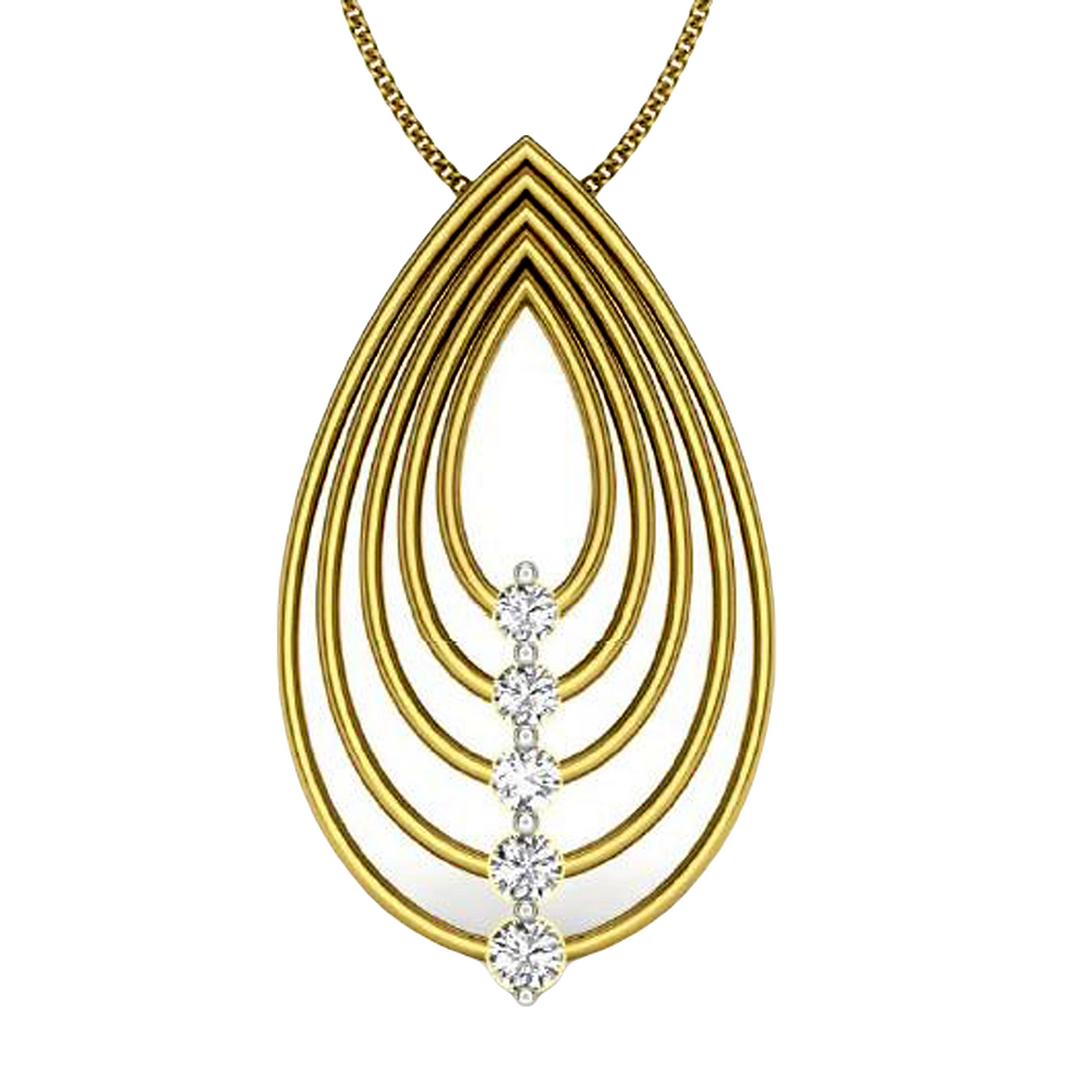 Moissanite Gold Plated Silver Geometric Studded Pendant