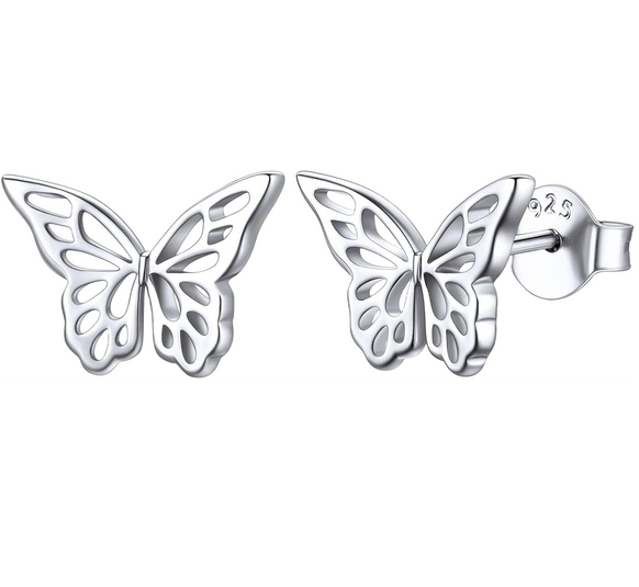 Sterling Silver Butterfly Stud Earrings for Women