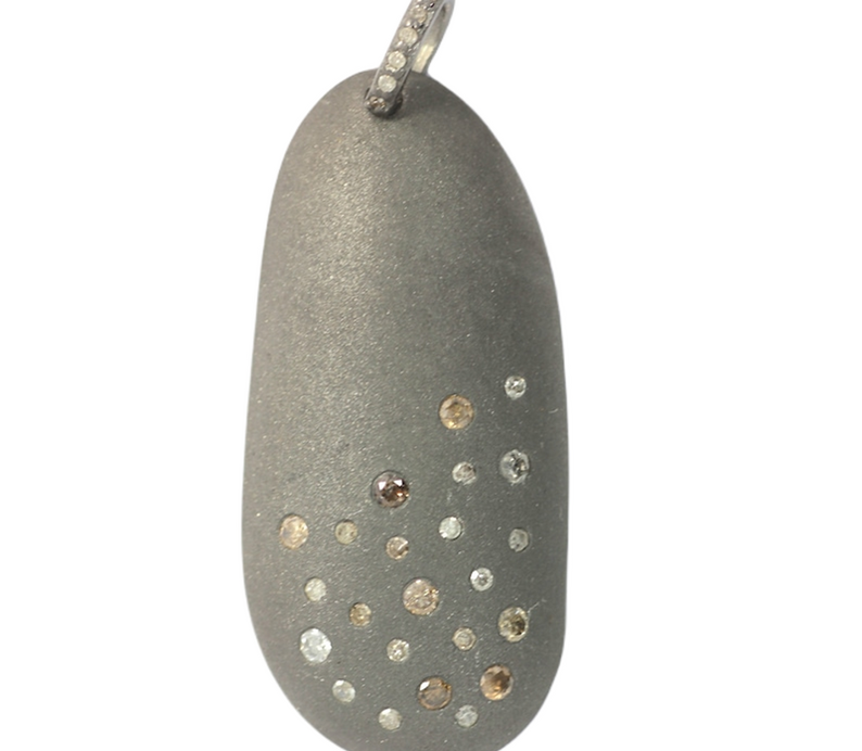 Moissanite Black Rhodium Plated Silver Fancy Pendant