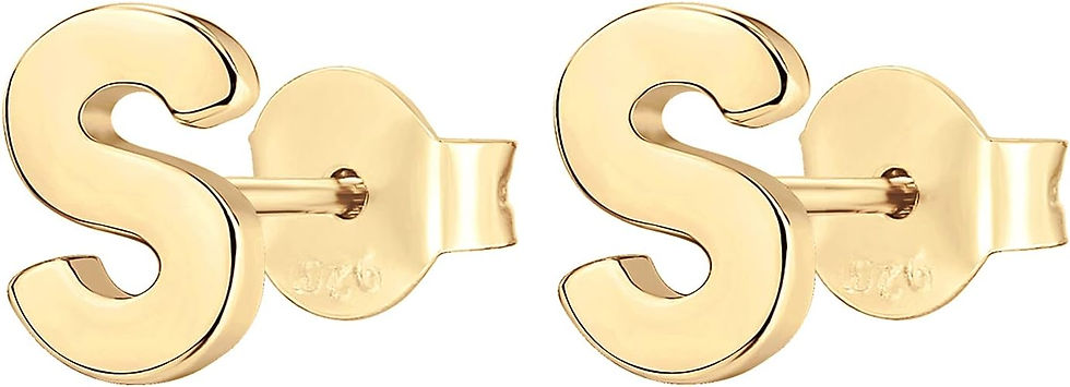 Gold Plated Silver S Stud Earrings for Women