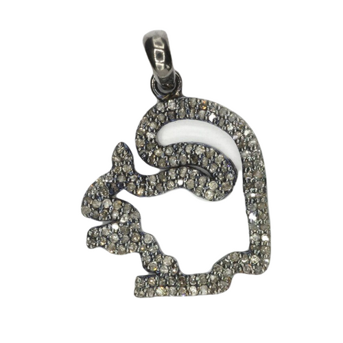 Moissanite Black Rhodium Plated Silver Twisted Pendant