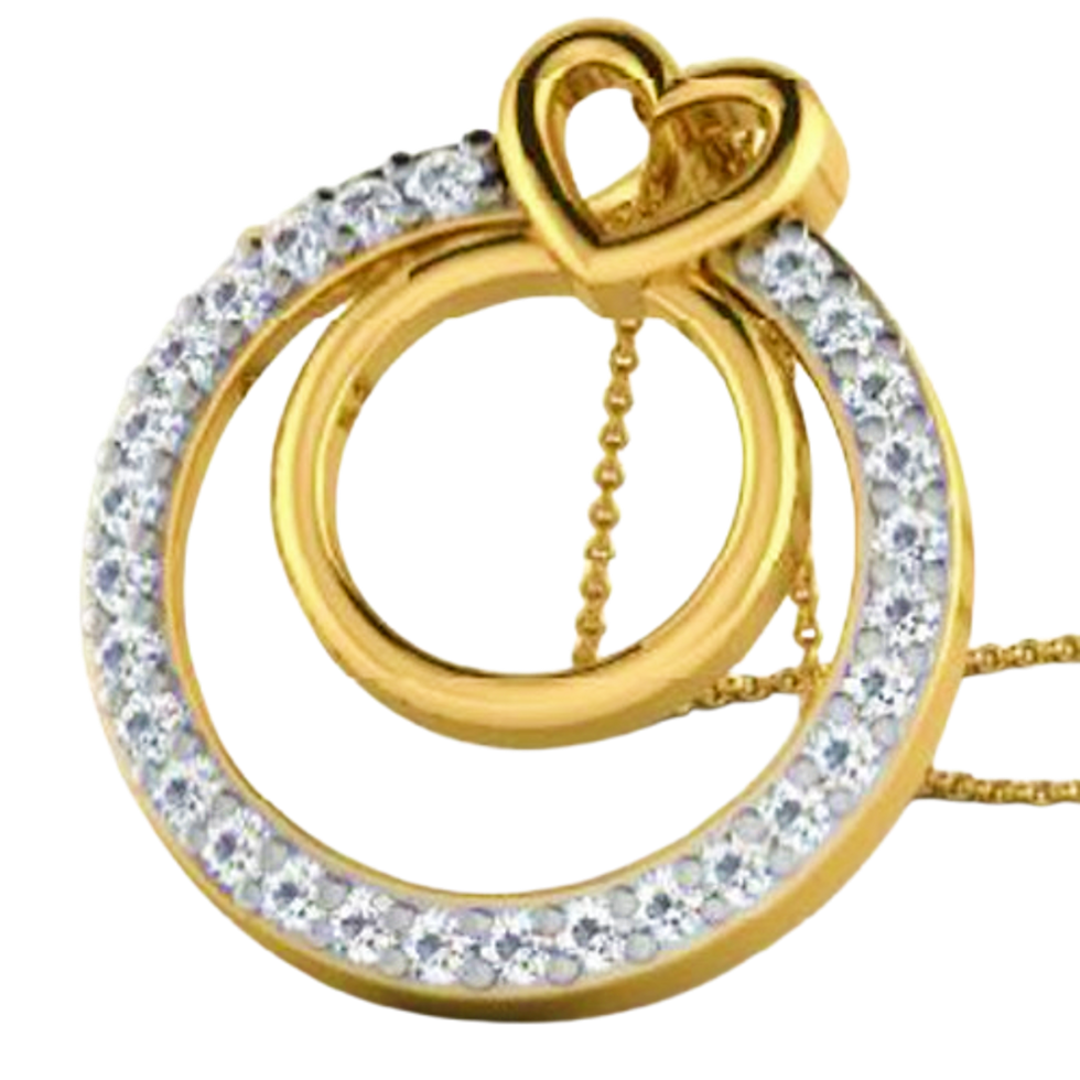 Moissanite Gold Plated Silver Circular Love Pendant