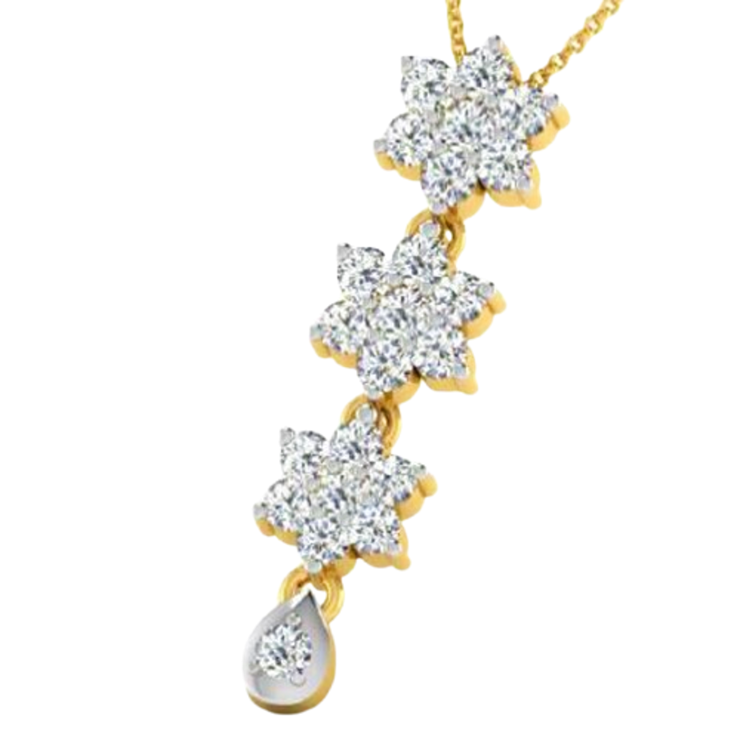 Moissanite Gold Plated Silver Snowflake Silhouette Pendant