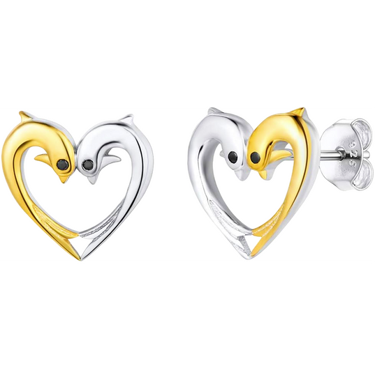 Sterling Silver Dolphin Stud Earrings for Women