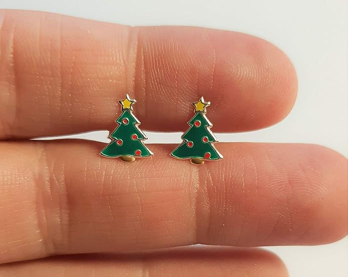 Sterling Silver Christmas Stud Earrings for Women