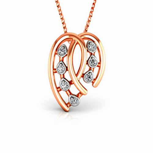 Moissanite Rose Gold Plated Silver Curved Pendant