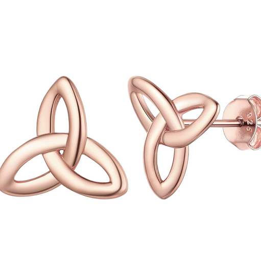Rose Gold Plated Silver Celtic Knot Stud Earrings for Women