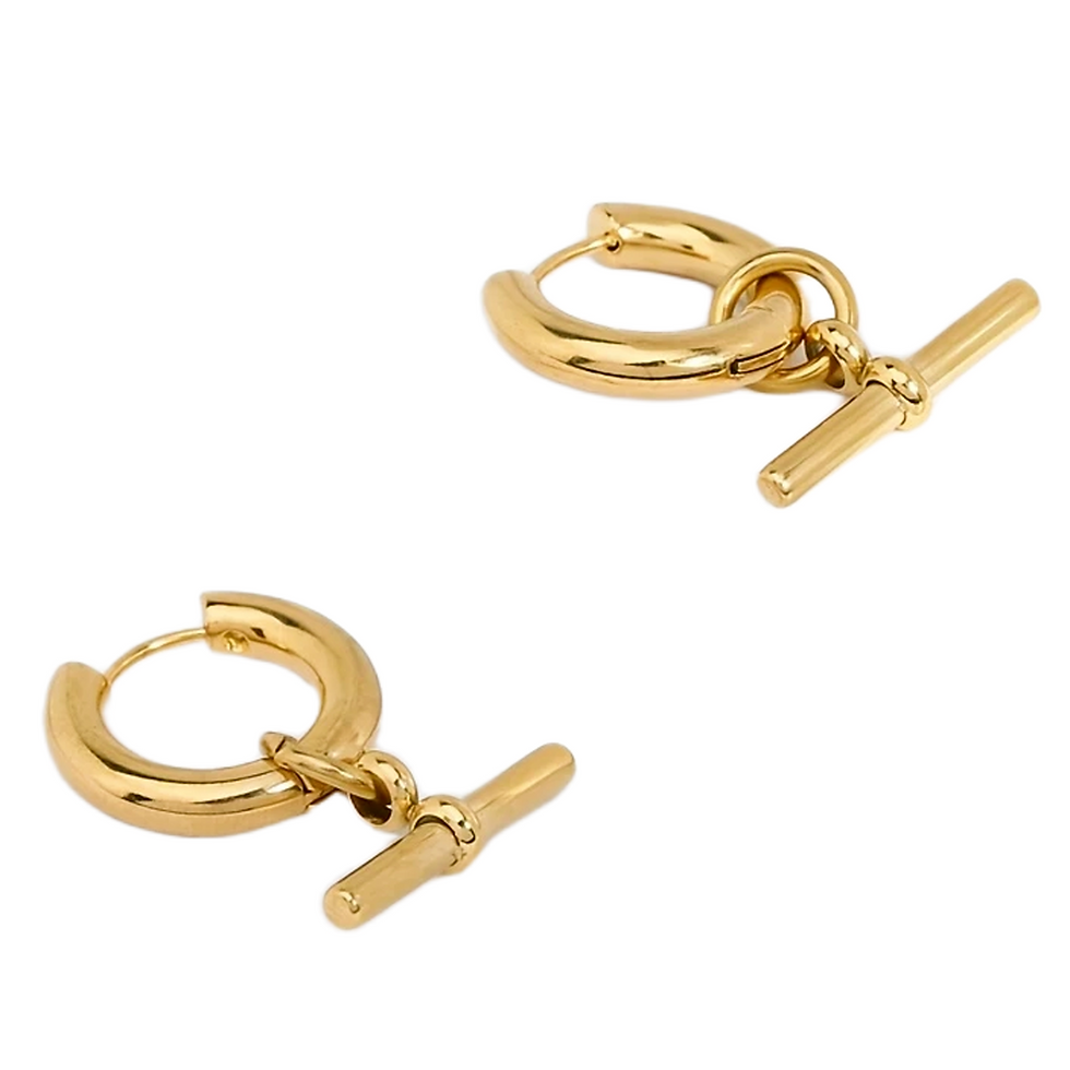 Gold Plated Silver T Bar Stud Earrings for Women