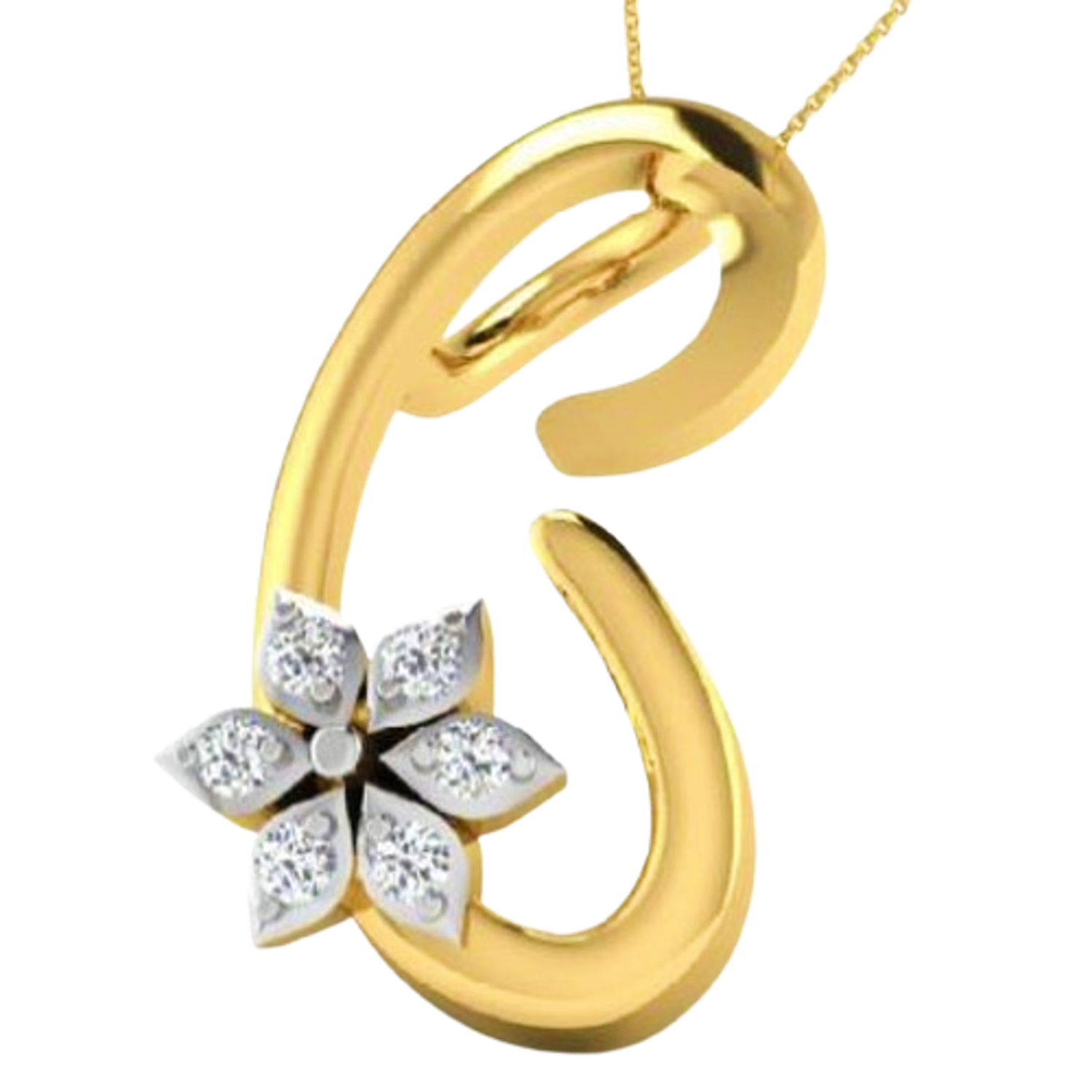 Moissanite Gold Plated Silver Sleek Glamour Pendant