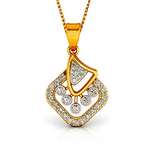 Moissanite Gold Plated Silver Fancy Geometric Pendant