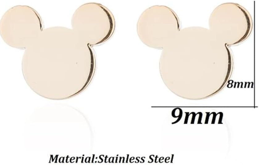 Gold Plated Silver Mouse Stud Earrings for Women