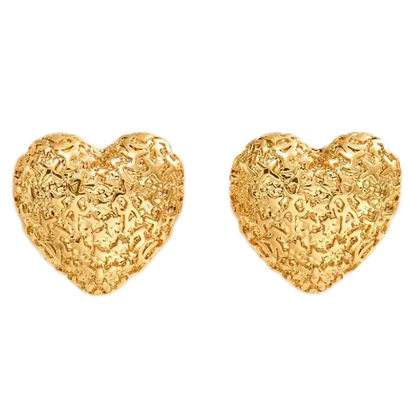 Gold Plated Silver Heart Stud Earrings for Women