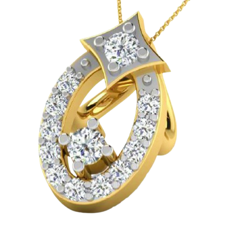 Moissanite Gold Plated Silver Structured Pendant
