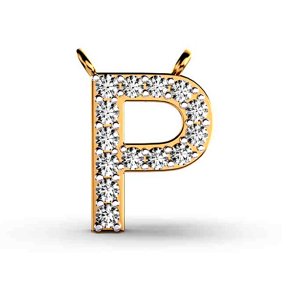 Moissanite Gold Plated Silver Powerpacked �P' Pendant
