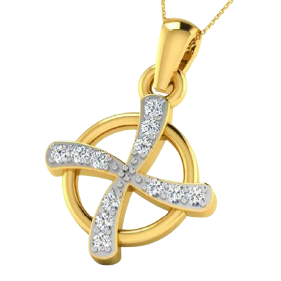 Moissanite Gold Plated Silver Geometric Art Deco Pendant