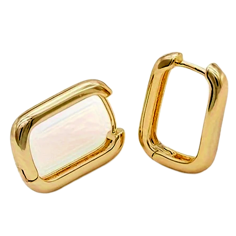 Gold Plated Silver Square Stud Earrings for Women