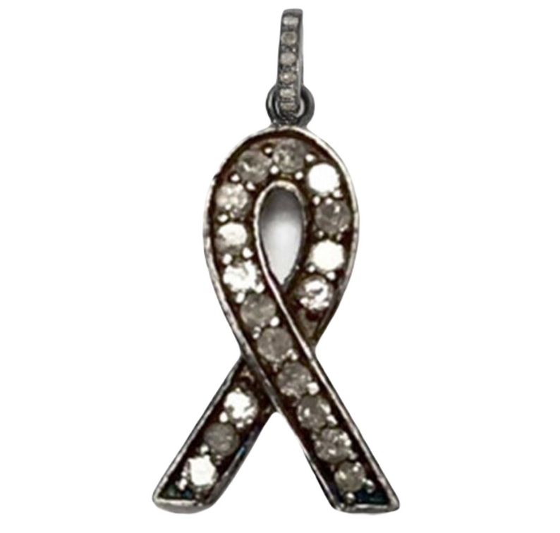 Moissanite Black Rhodium Plated Silver Ribbon Pendant